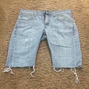Levi's 511 Skinny Distressed Light Blue Jean Shorts